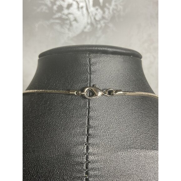 Long Silver Necklace With Teardrop Crystal Pendant & Rhinestone Accents - Picture 4 of 5